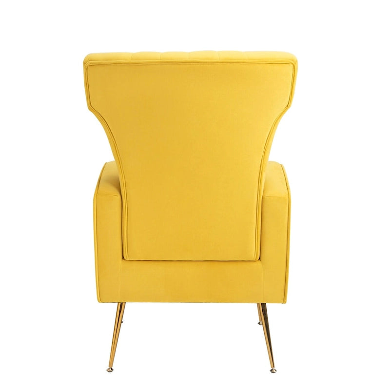 Fauteuil d'appoint en velours, fauteuil à dossier haut avec pieds dorés, canapé simple rembourré