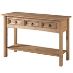 Console de table de couloir en bois à trois tiroirs série chalet pour la maison et le bureau