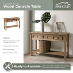Console de table de couloir en bois à trois tiroirs série chalet pour la maison et le bureau
