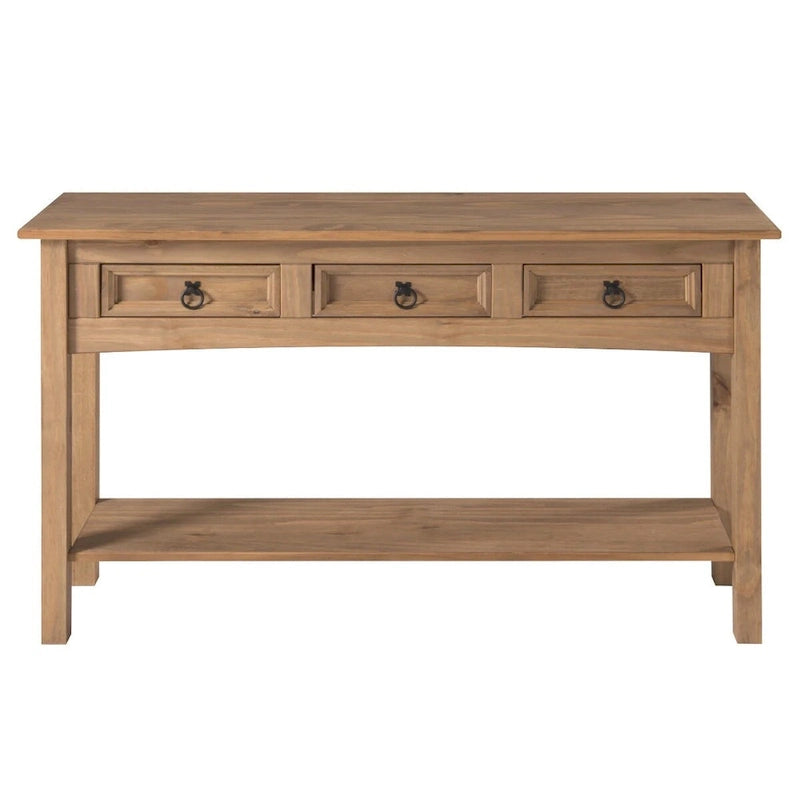 Console de table de couloir en bois à trois tiroirs série chalet pour la maison et le bureau