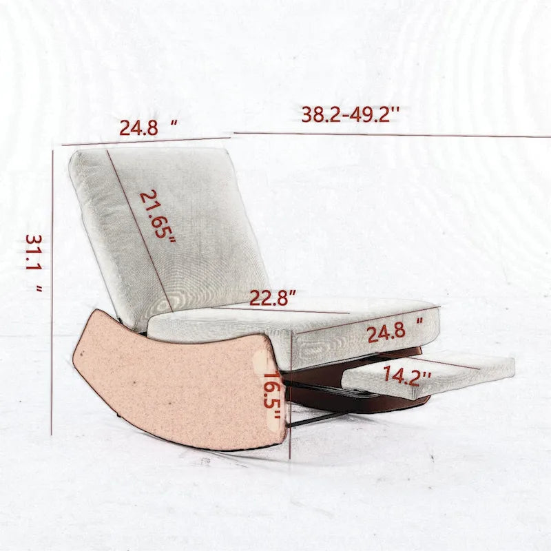 Fauteuil à bascule moderne inclinable, Fauteuil de crèche confortable avec repose-pieds