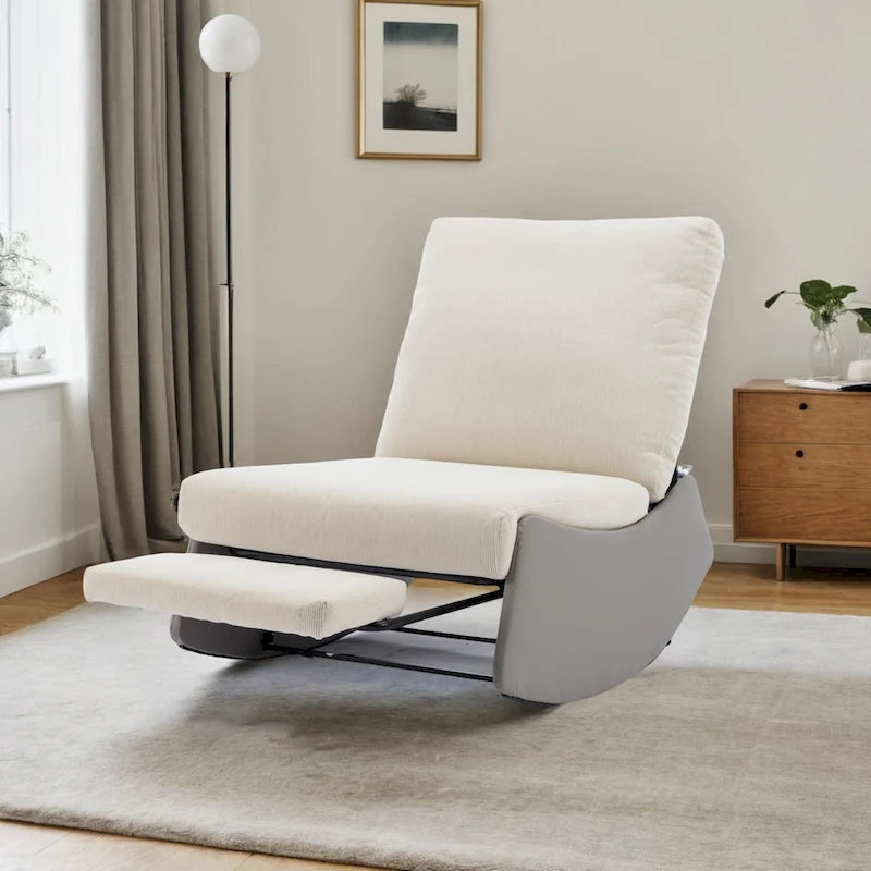 Fauteuil à bascule moderne inclinable, Fauteuil de crèche confortable avec repose-pieds