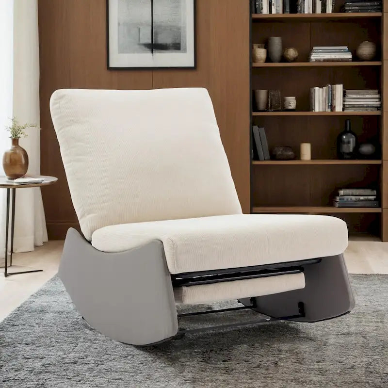 Fauteuil à bascule moderne inclinable, Fauteuil de crèche confortable avec repose-pieds