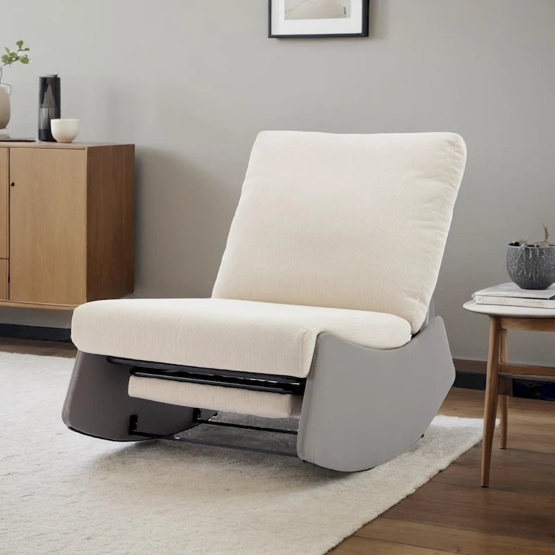 Fauteuil à bascule moderne inclinable, Fauteuil de crèche confortable avec repose-pieds