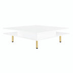 Table Basse Brillante à 2 Niveaux Design Carré