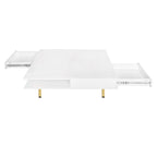 Table Basse Brillante à 2 Niveaux Design Carré