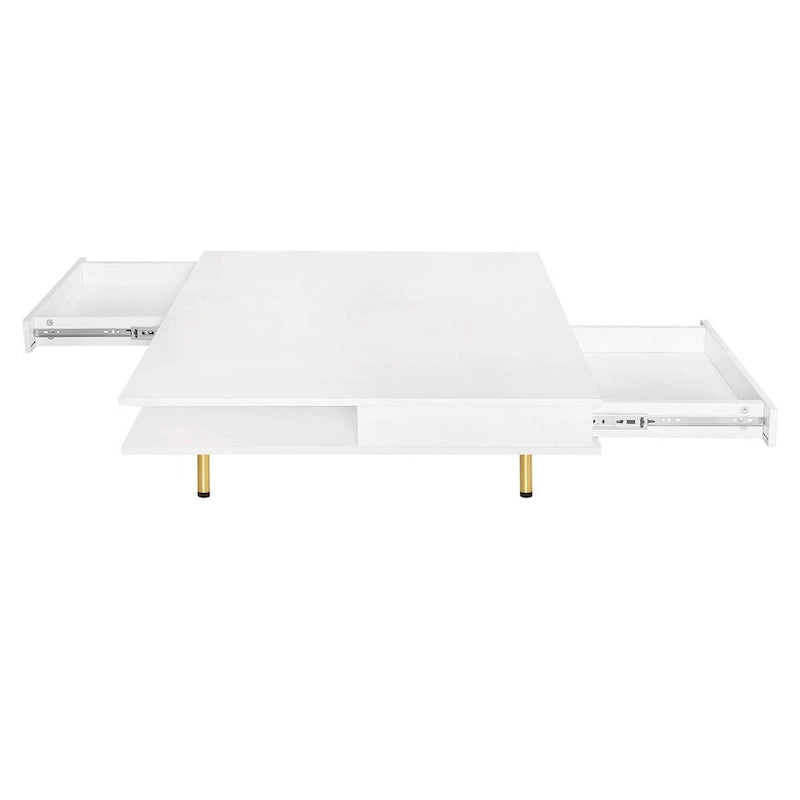 Table Basse Brillante à 2 Niveaux Design Carré