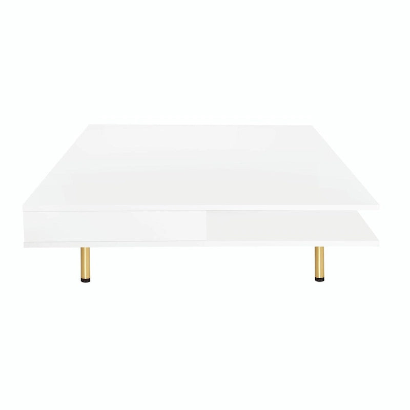Table Basse Brillante à 2 Niveaux Design Carré