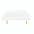 Table Basse Brillante à 2 Niveaux Design Carré