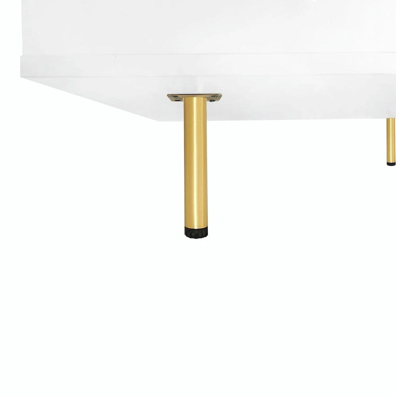 Table Basse Brillante à 2 Niveaux Design Carré