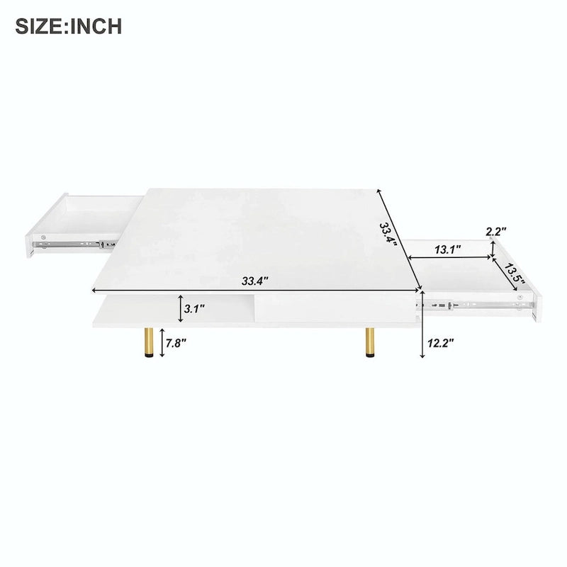 Table Basse Brillante à 2 Niveaux Design Carré