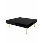 Table Basse Brillante à 2 Niveaux Design Carré