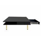 Table Basse Brillante à 2 Niveaux Design Carré