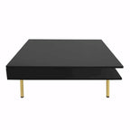 Table Basse Brillante à 2 Niveaux Design Carré
