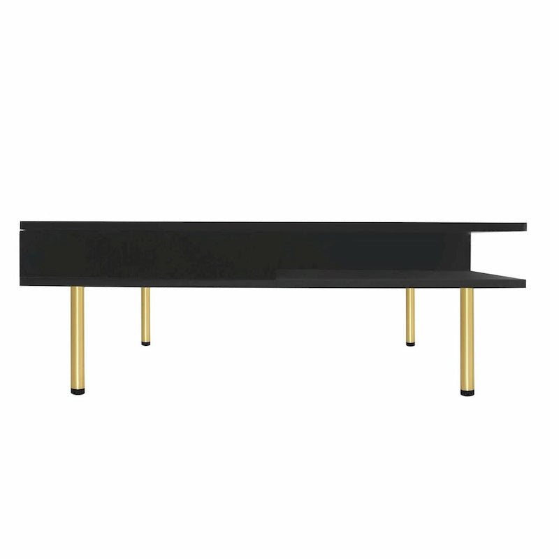 Table Basse Brillante à 2 Niveaux Design Carré