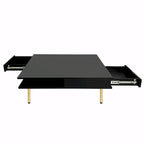 Table Basse Brillante à 2 Niveaux Design Carré