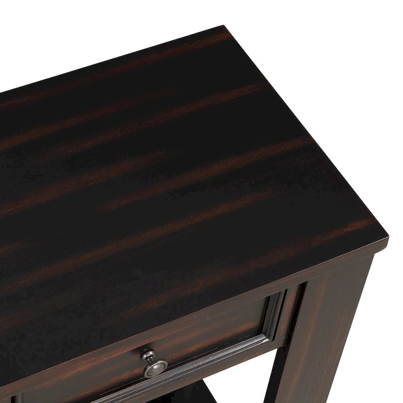 Console en pin avec 4 tiroirs et 1 étagère inférieure