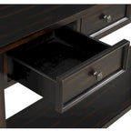 Console en pin avec 4 tiroirs et 1 étagère inférieure