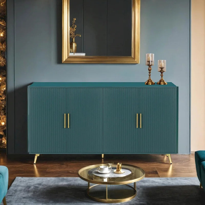 Meuble TV en bois avec armoire de rangement et étagères réglables