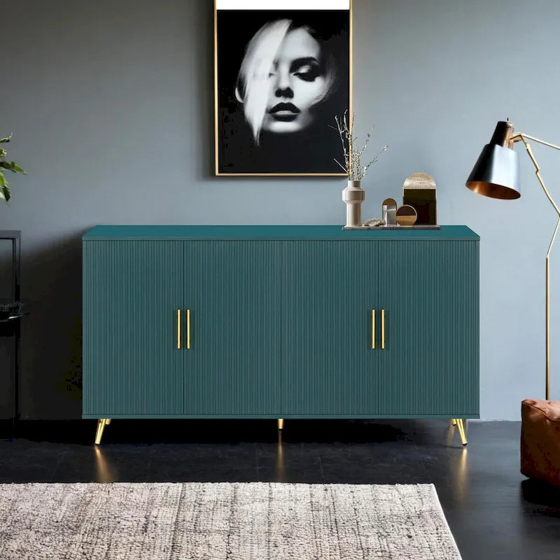 Meuble TV en bois avec armoire de rangement et étagères réglables