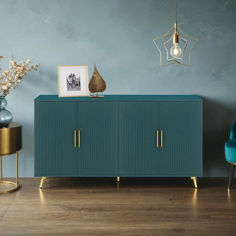 Meuble TV en bois avec armoire de rangement et étagères réglables