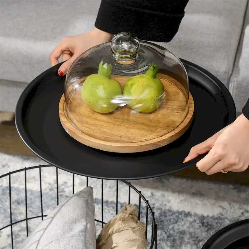 Tables basses gigognes avec corps en acier et plateau amovible