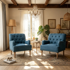 Fauteuil d'appoint rembourré traditionnel avec dossier capitonné